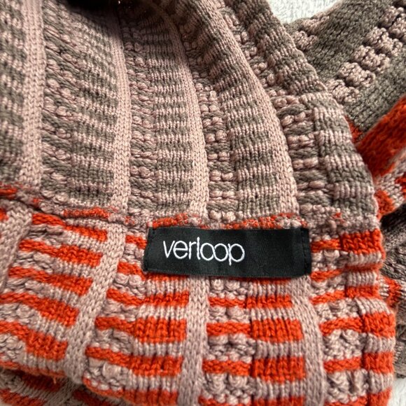 Verloop Chunky Knit Infinity Scarf 68x12" Gray Orange Striped Pattern Neckwarmer - Picture 2 of 3